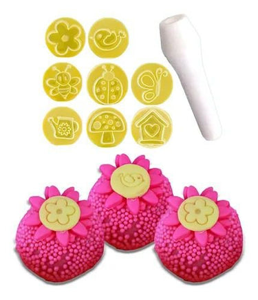 Carimbos - Kit Carimbos Jardim Encantado (9pcs) - Rosa Bebê